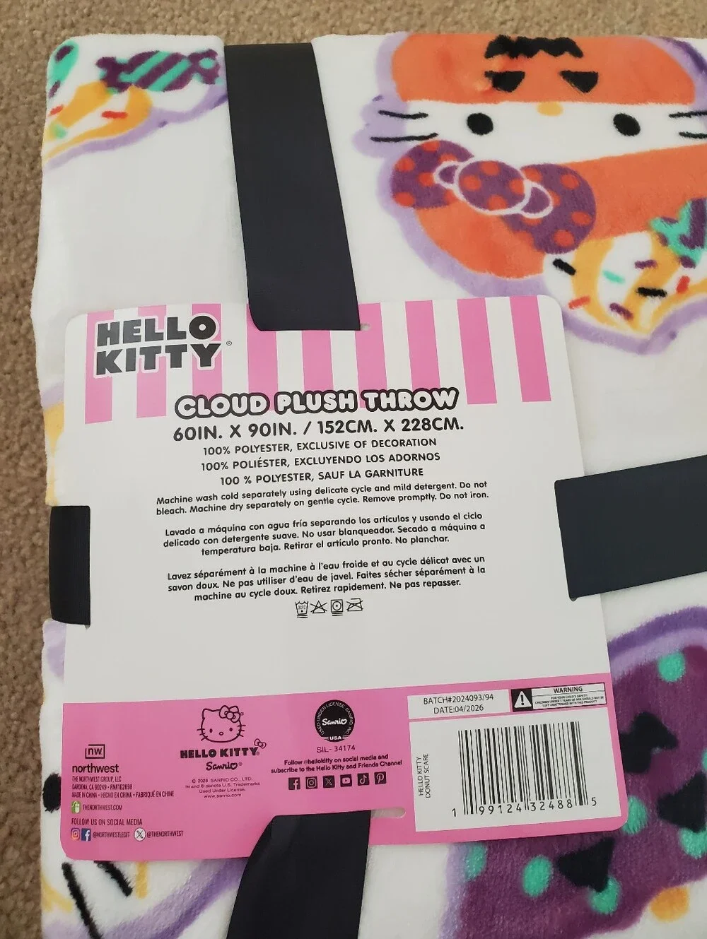 Hello Kitty 2026 Halloween Throw Blanket 60x90 Donut Mummy Pumpkin Cupcake
